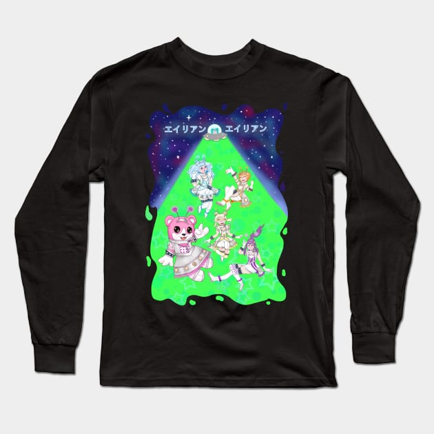 Alien Alien, Hello Happy World, FT Hatsune Miku! Long Sleeve T-Shirt by Candycrypt